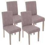 Lot de 4 chaises de salle � manger littau ~ tissu gris pieds: structure ch�ne