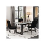 Chaise de salle � manger (lot de 4) noire chaise design rembourr�e avec dossier assise en velours pi�tement ...