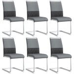 Chaises de salle � manger (lot de 6) - chaises dappoint rembourr�es � dossier haut - gris - 42 � 48 � ...