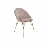 Chaise de salle à manger - modèle - métal - blanc - design glam - velours rose Chaise de salle à manger - modèle - métal - blanc - design glam - velours rose