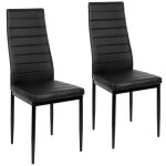 Chaises de salle � manger - milano - roman noires bandeau blanc - simili pu + mousse + m�tal - lot de ...