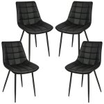 Chaises de salle � manger noires viyiduo - lot de 4 - charge maximale 120kg - cuir pu et pieds en m�tal ...