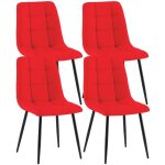 Lot de 4 chaises de salle a manger en tissu rouge pieds metal noir design moderne et confortable cds10415 ...