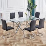 Chaises de salle � manger - pdzzzd - lot de 4 - simili cuir - m�tal noir - design contemporain