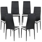Qian - 6 pcs chaises de salle  manger en simili cuir noir / blanc - hauteur assise rembourr 45 cm - ...
