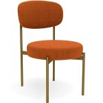 Chaise de salle à manger - tapissée en velours - métal doré - ara orange Chaise de salle à manger - tapissée en velours - métal doré - ara orange