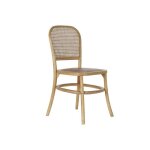 Chaise de salle  manger - naturel - rotin et bouleau - design alpin - 44 x 49 x 87 cm - 1 place