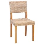 Chaise de salle � manger en rotin - meublechic - lot de 2 - 46x55x84 cm - naturel - rotin kubu - bois ...