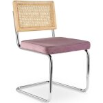 Chaise de salle � manger - tapiss�e de velours - bois et rotin - wanda rose
