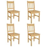 Lot de 4 chaises de salle a manger cuisine style rustique en bois de pin cds021329