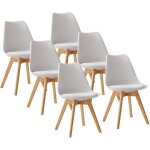 Chaises de salle � manger - scandinave - lot de 6 - blanc - bois massif - moderne