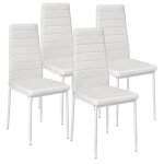 Yyixing lot de 4 chaises de salle  manger en simili blanche - style contemporain - 40 x 39 x98 cm