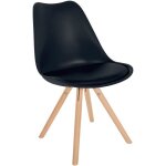 Chaise de salle à manger sofia avec coque en plastique et assise en similicuir pieds en bois noir - nature ... Chaise de salle à manger sofia avec coque en plastique et assise en similicuir pieds en bois noir - nature ...