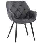 Chaise de salle � manger tanna en velours - clp - moderne - gris fonc� - avec accoudoirs - int�rieur