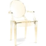 Chaise de salle à manger transparente - design avec accoudoirs - louis king ambre Chaise de salle à manger transparente - design avec accoudoirs - louis king ambre
