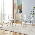 Chaises de salle � manger transparentes - ensemble de 4 - pieds en m�tal argent� - antid�rapant - facile ...