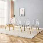 Chaises de salle � manger transparentes - ensemble de 4 - pieds en m�tal dor� - antid�rapant - facile ...