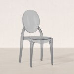 Chaise de salle  manger transparente - style victoria ghost gris transparent