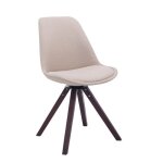 Chaise de salle  manger troyes pivotante en tissu pitement carr crme - noyer