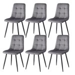 Chaises de salle  manger - velours hollandais - lot de 6 - ergonomiques - style vintage - gris