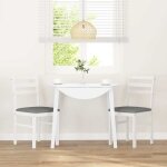 Chaises de salle � manger - vidaxl - lot de 2 - blanc et gris - bois dh�v�a massif - coussins inclus ...