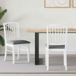 Chaise de salle � manger - vidaxl - lot de 2 - bois de caoutchouc massif - blanc - 50 x 525 x 91 cm