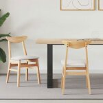 Chaise de salle � manger - vidaxl - lot de 2 - h�v�a massif - naturel - 42 x 475 x 81 cm