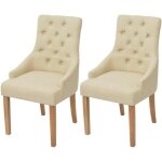 Chaises de salle à manger - vidaxl - 2 pcs - crème tissu - avec accoudoirs - contemporain - design Chaises de salle à manger - vidaxl - 2 pcs - crème tissu - avec accoudoirs - contemporain - design