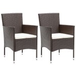 Chaises de salle  manger - vidaxl - lot de 2 - rsine tresse - marron - confort extrieur