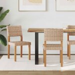 Chaise de salle � manger - vidaxl - aise - rotin tiss� � la main - bois merisier massif - repose - pieds ...