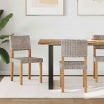 Chaise de salle � manger - vidaxl - kubu - rotin kubu tiss� main - bois merisier massif - lot de 2 gris ...