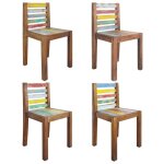 Chaises de salle  manger - vintage - bois de rcupration - lot de 4 - design solide - intrieur
