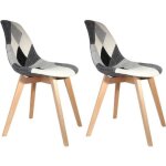 Mozaik - lot de 2 chaises scandinaves noires et blanches