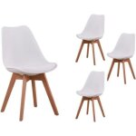 Chaises scandinaves andrea blanches - lot de 4 - home design international - bois massif - simili cuir ...
