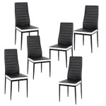 Chaise scandinave diya - lot de 6 - simili cuir - noir et blanc - l 40 x p 39 cm