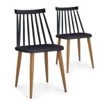 Chaises scandinaves houlgate noir - menzzo - lot de 2 - plastique - r�sine - int�rieur - salle � manger ...