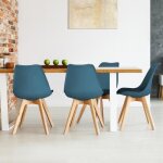 Idmarket lot de 4 chaises scandinaves sara bleu canard pour salle  manger