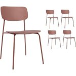 Lot de 4 chaises roses poudrées au design minimaliste en métal et résine Lot de 4 chaises roses poudrées au design minimaliste en métal et résine