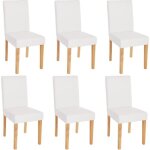 Chaises de sjour littau - lot de 6 - blanc mat - pieds clairs - plastique - bois massif