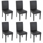 Lot de 6 chaises de s�jour littau simili - cuir noir mat pieds fonc�s