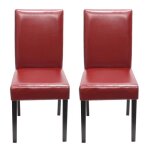 Chaises de sjour littau - rouge - lot de 2 - simili - cuir - pieds foncs