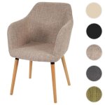 Chaise de sjour / salle  manger malm t381 - vintage - tissu - bois massif - crme / gris