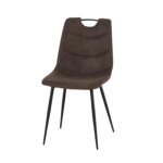 Chaise simili gris avec poign�e pieds m�tal noir