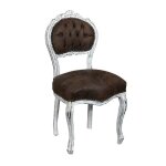 Chaise de style franais louis xvi en bois de htre bianco / marrone - l6368