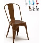 Chaise tolix industrielle en acier et m�tal - steel one - marron
