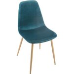 Chaise roka velours bleu canard - atmosphera createur dinterieur