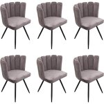 Charlotte - lot de 6 chaises velours gris