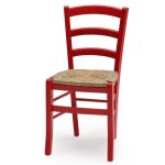 Chaises - venezia - set de 2 - bois massif - assise en paille - rouge Chaises - venezia - set de 2 - bois massif - assise en paille - rouge