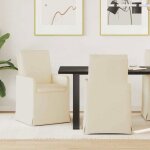 Vidaxl - lot de 2 chaises de salle � manger beige en lin avec roulettes et accoudoirs 57 x 67 x 98 cm ...