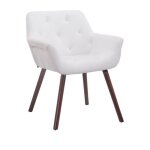 Chaise de visiteur cassidy similicuir - blanc - noyer - intérieur - contemporain - design Chaise de visiteur cassidy similicuir - blanc - noyer - intérieur - contemporain - design